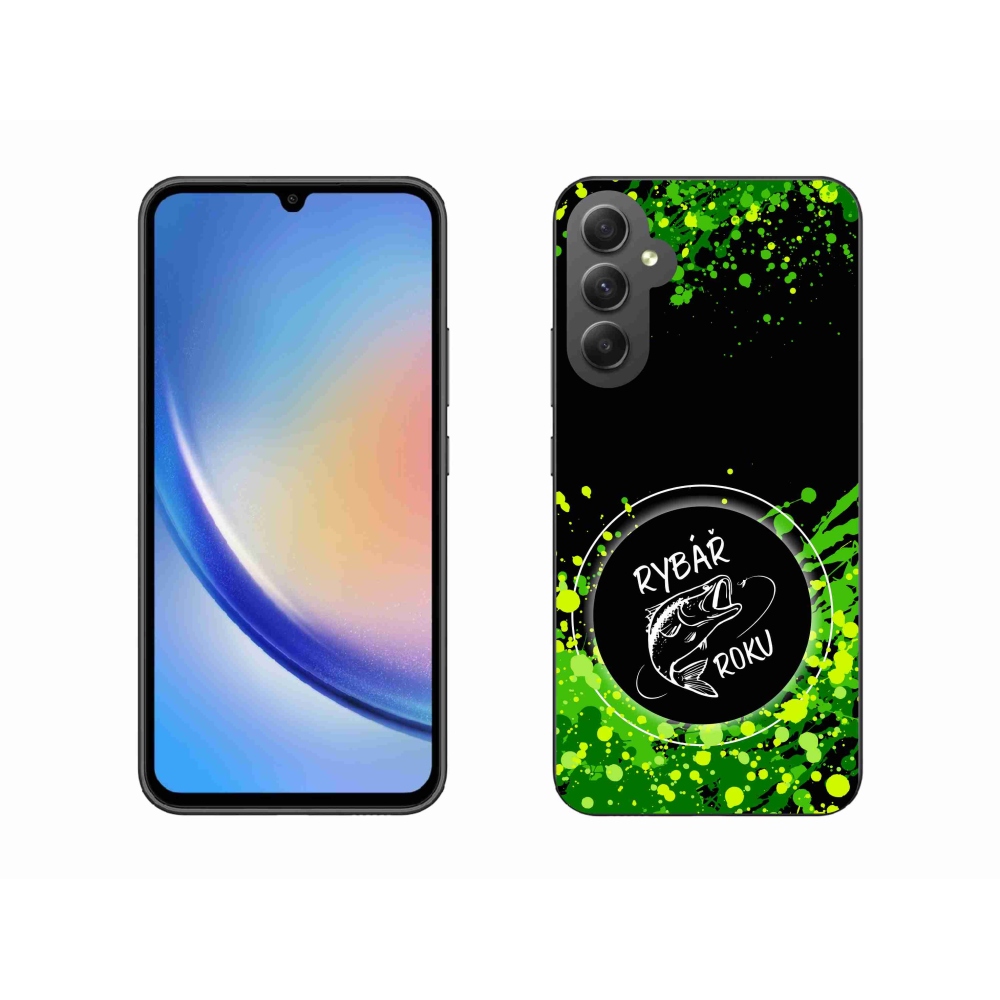 Zselés borító mmCase Samsung Galaxy A34 5G - Az év horgásza fekete háttérrel