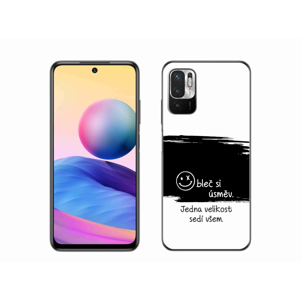 Gél borító mmCase a Xiaomi Redmi Note 10 5G számára - vicces szöveg 8 fekete és fehér háttérrel