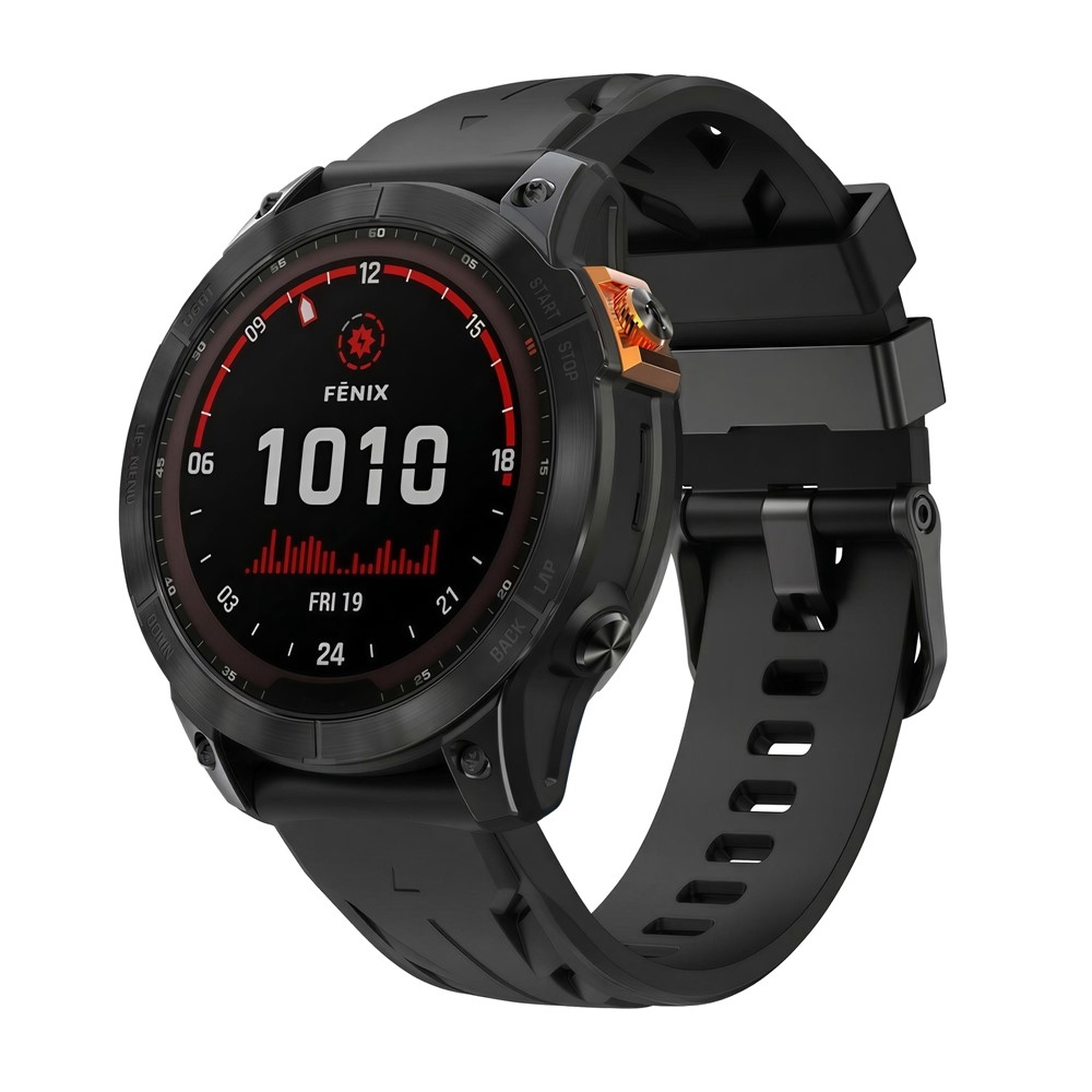 Groove szilikon szíj, 22 mm, Garmin Fenix 8 Pro 47 mm/Fenix 8 47 mm modellekhez – fekete
