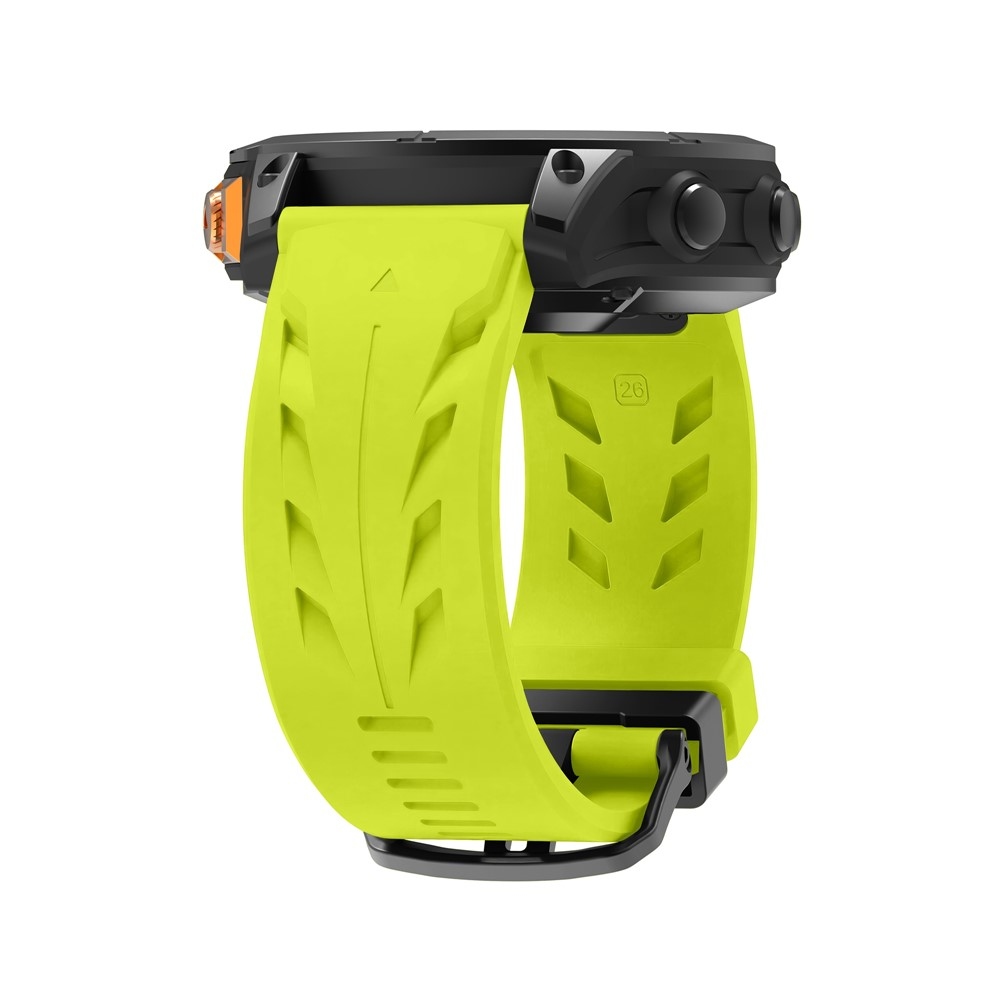 Groove szilikon karkötő, 26 mm, Garmin Fenix 8 Pro 51 mm/Fenix 8 51 mm modellekhez – sárgászöld