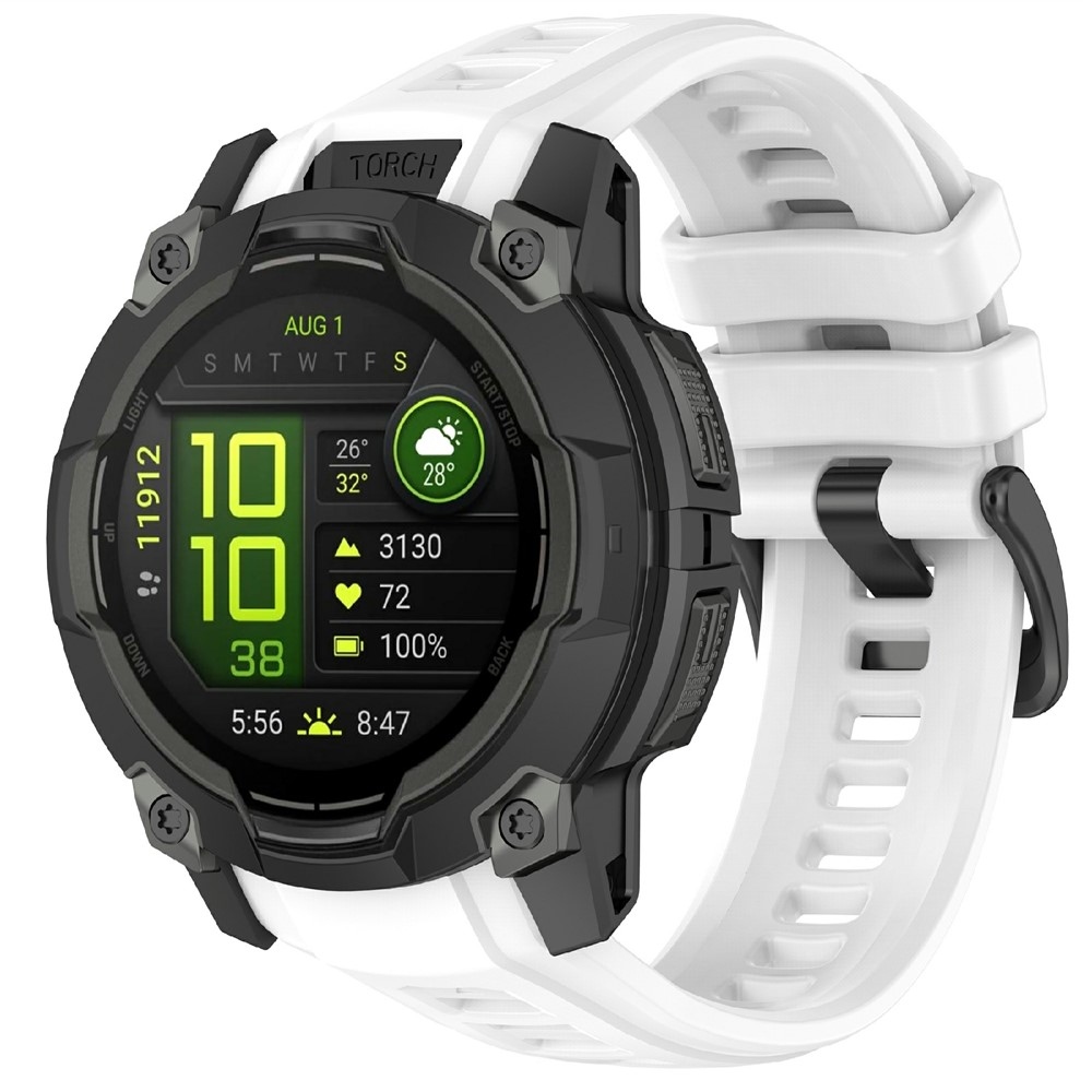 Groove szilikon karkötő a Garmin Instinct 3 45 mm/3 Solar 45 mm modellekhez – fehér