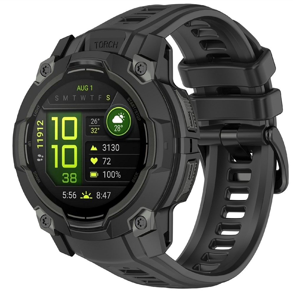 Groove szilikon karkötő a Garmin Instinct 3 45 mm/3 Solar 45 mm modellekhez – fekete