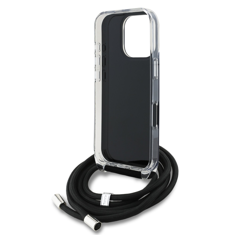 Karl Lagerfeld IML Crossbody K&CH Heads hátlap iPhone 16 Pro készülékhez, fekete