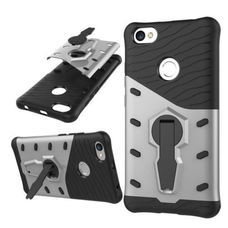 GT tartós tok forgatható állvánnyal Xiaomi Redmi Note 5A Prime készülékhez - ezüst színű