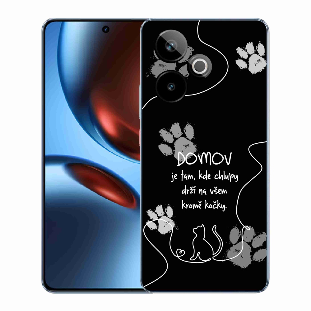 Rugalmas zselés tok mmCase képpel a Realme GT 7 5G/GT 7T 5G számára - macska motívum fekete háttérrel