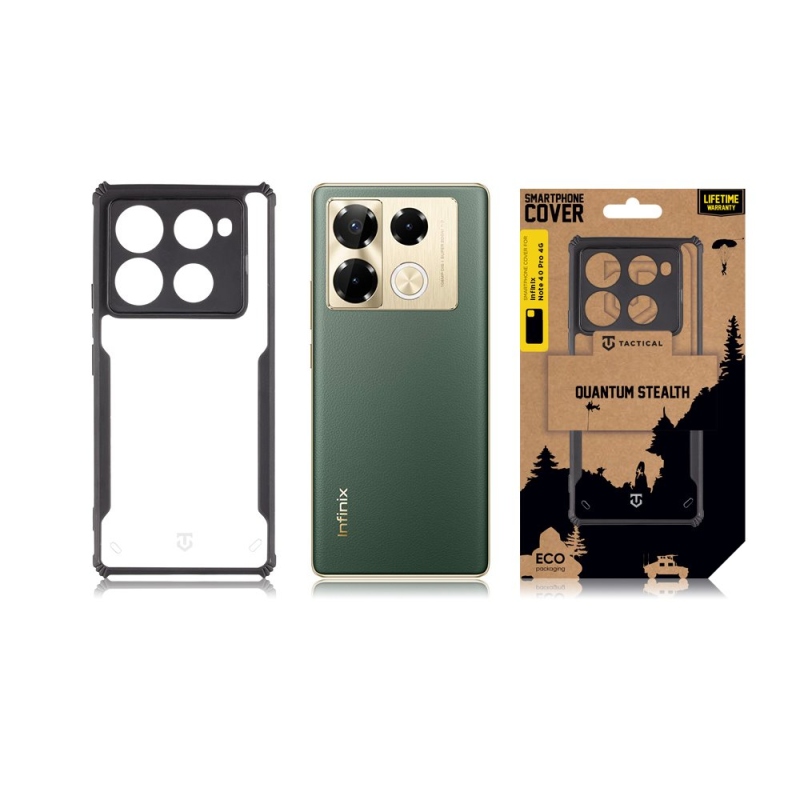 Taktikai Quantum lopakodó borító az Infinix Note 40 Pro 4G-hez Clear/Black (átlátszó/fekete)