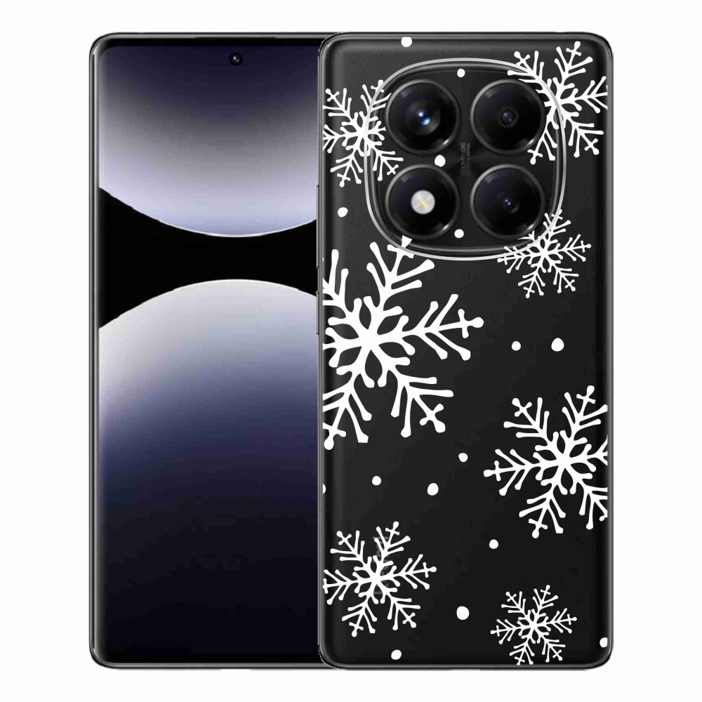 Gél borítás mmCase a Xiaomi Redmi Note 14 Pro készülékhez - fehér pelyhek átlátszó háttéren