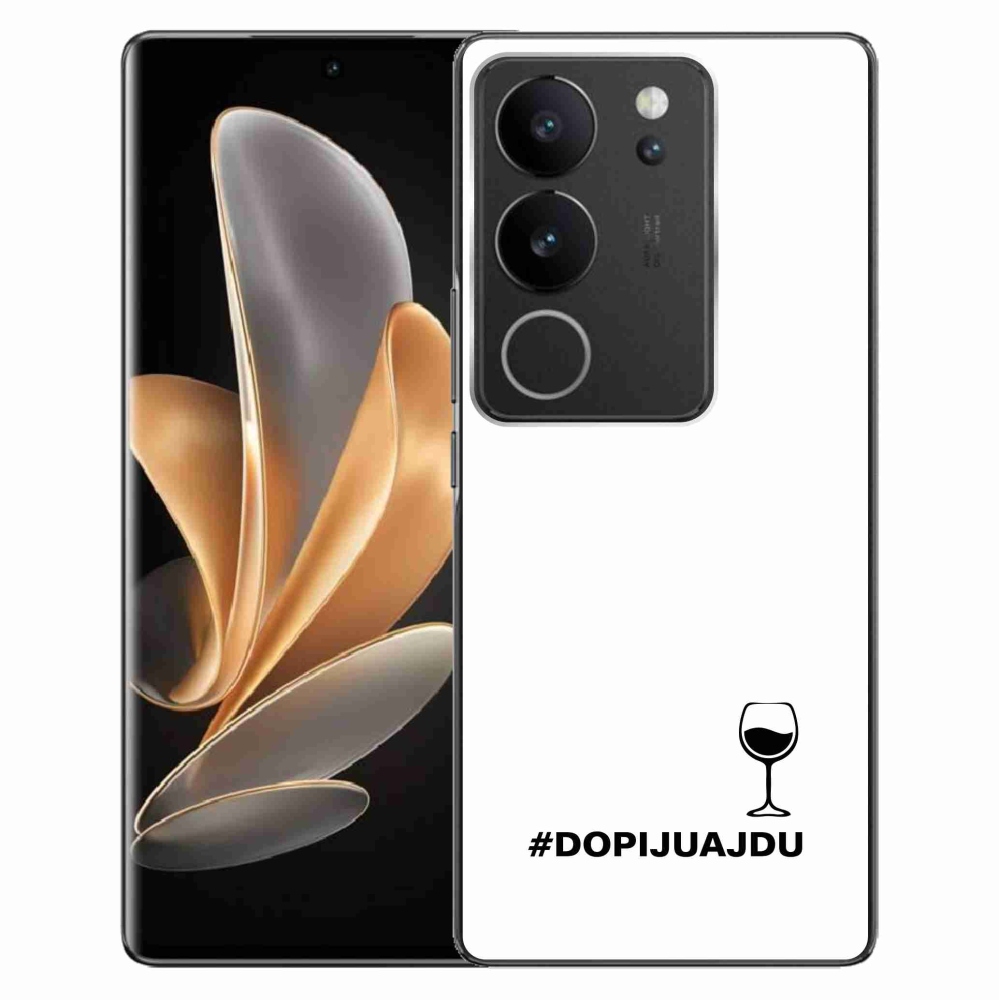 Gél borító mmCase a Vivo V29 5G készülékhez - bor motívum fehér háttérrel