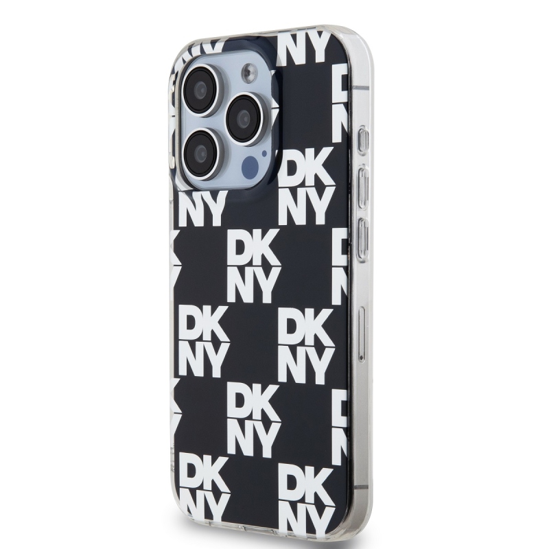 DKNY PC/TPU kockás mintás hátsó borító iPhone 14 Pro Max készülékhez Fekete