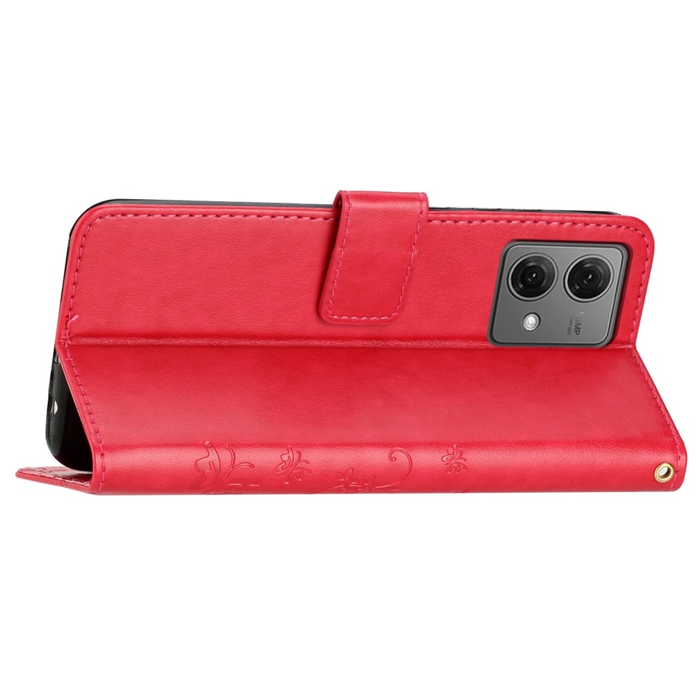 Virágos könyv tok Motorola Moto G85 5G - piros