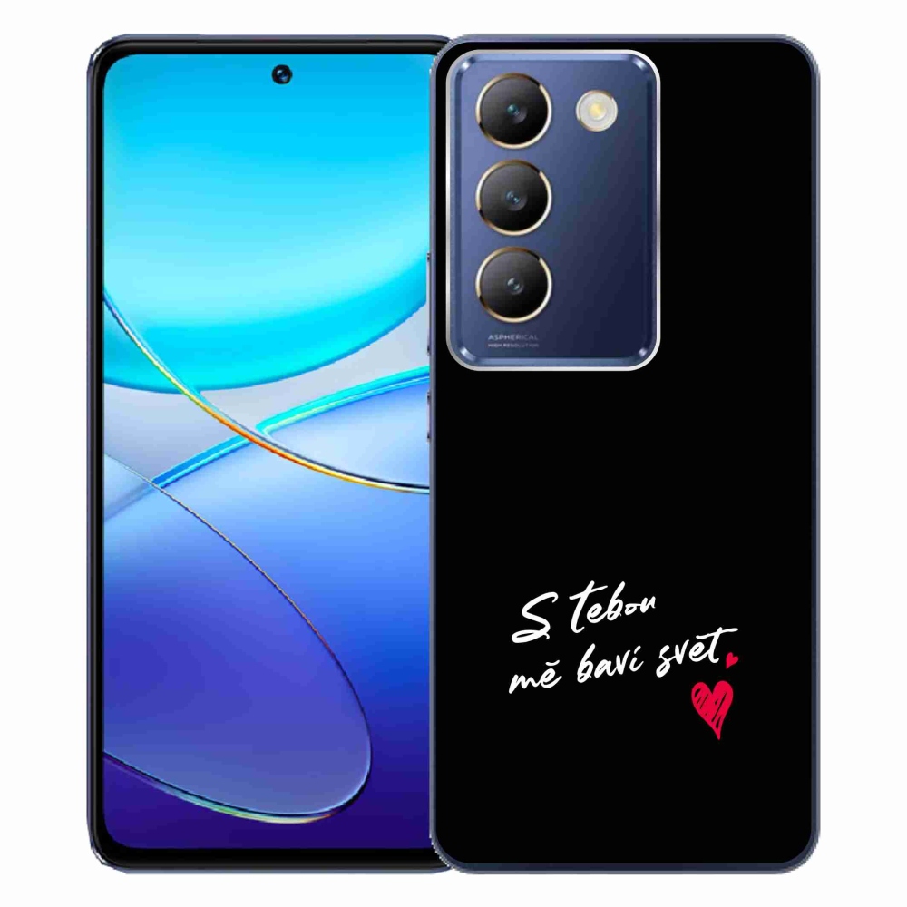 Gél borító mmCase a Vivo V40 SE 4G/5G készülékhez - text in love 1 fekete háttér
