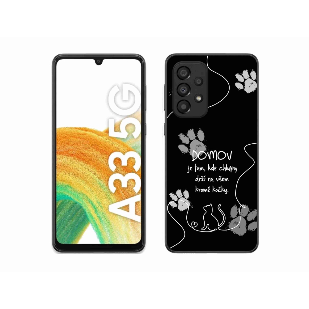 Gél borítás mmCase Samsung Galaxy A33 5G - macska motívum fekete háttérrel