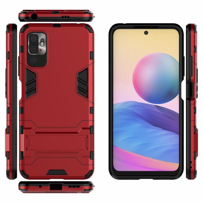 Guard tartós hibrid védőburkolat Xiaomi Redmi Note 10 5G/Poco M3 Pro 4G/5G számára - piros