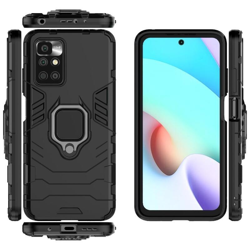 Guard tartós hibrid védőburkolat ujjmarkolattal Xiaomi Redmi 10/Redmi 10 (2022) - fekete