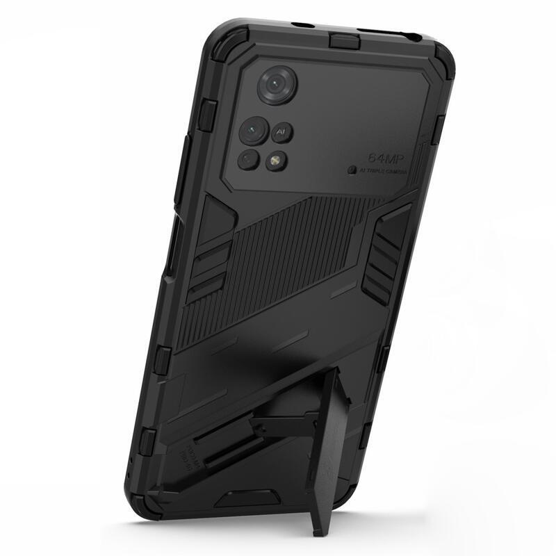 Guard tartós hibrid borító felhajtható állvánnyal a Xiaomi Poco M4 Pro 4G-hez - fekete