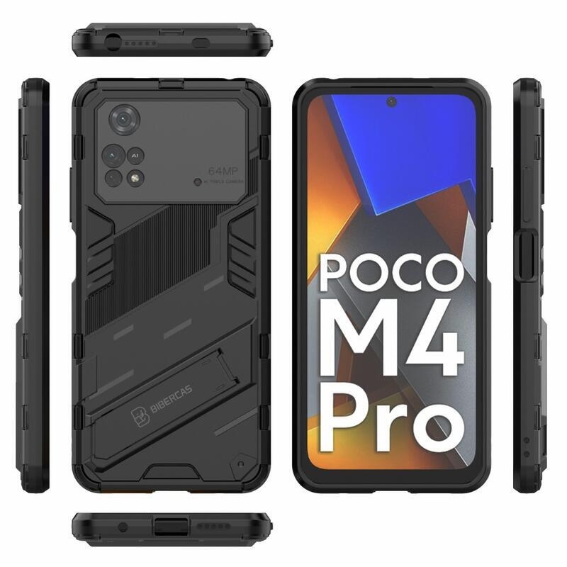 Guard tartós hibrid borító felhajtható állvánnyal a Xiaomi Poco M4 Pro 4G-hez - fekete