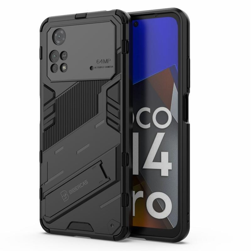 Guard tartós hibrid borító felhajtható állvánnyal a Xiaomi Poco M4 Pro 4G-hez - fekete