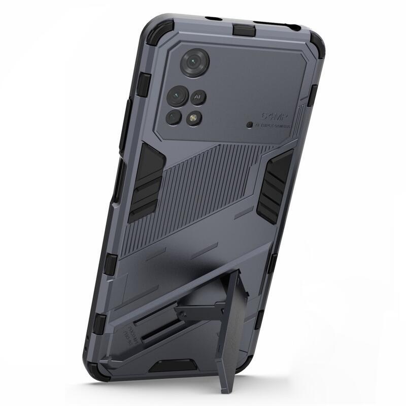 Guard tartós hibrid védőburkolat csuklós állvánnyal a Xiaomi Poco M4 Pro 4G-hez - szürke