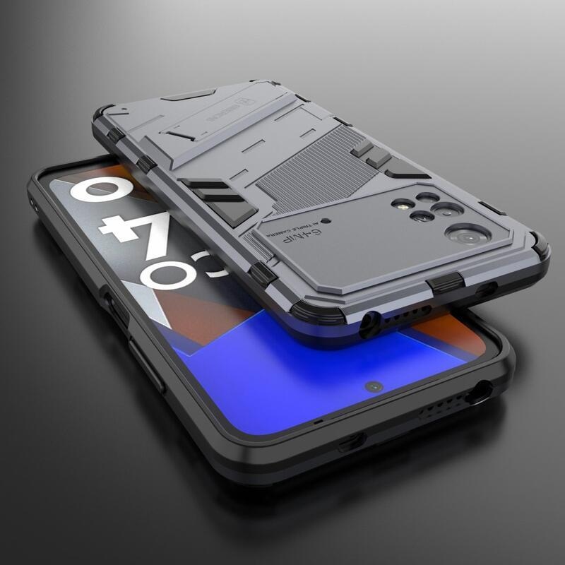 Guard tartós hibrid védőburkolat csuklós állvánnyal a Xiaomi Poco M4 Pro 4G-hez - szürke