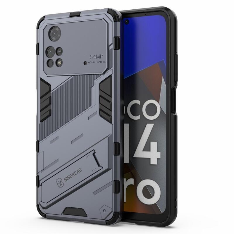 Guard tartós hibrid védőburkolat csuklós állvánnyal a Xiaomi Poco M4 Pro 4G-hez - szürke