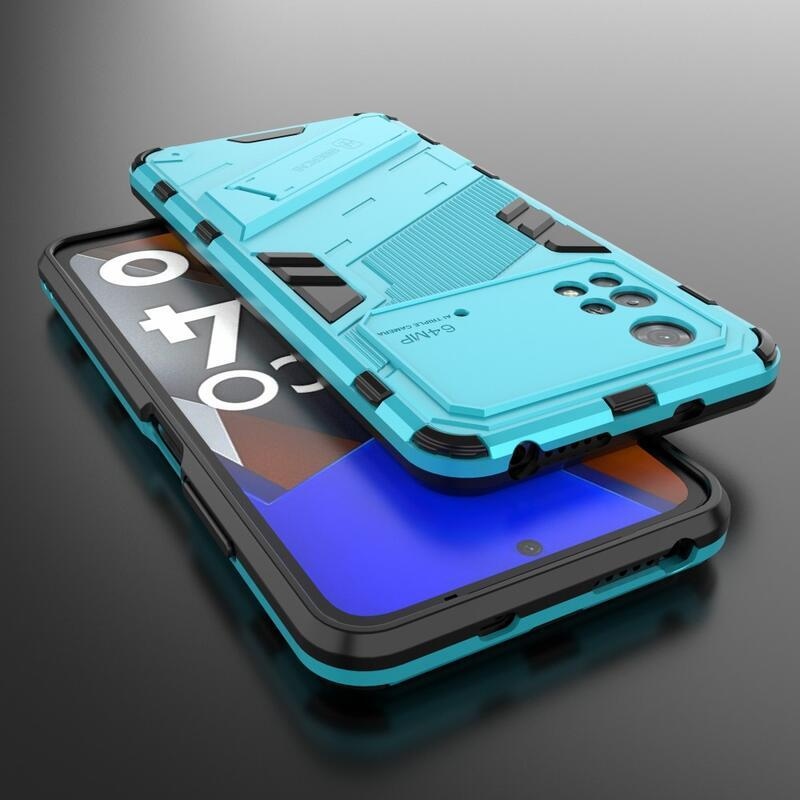 Guard tartós hibrid védőburkolat csuklós állvánnyal Xiaomi Poco M4 Pro 4G - világoskék színben