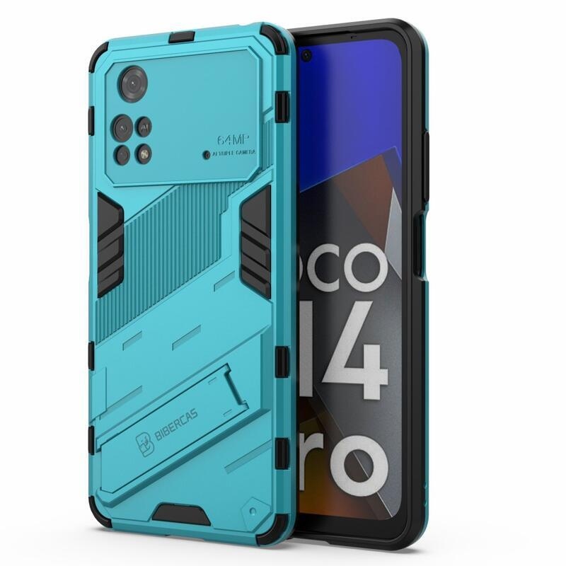 Guard tartós hibrid védőburkolat csuklós állvánnyal Xiaomi Poco M4 Pro 4G - világoskék színben