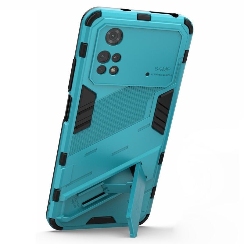 Guard tartós hibrid védőburkolat csuklós állvánnyal Xiaomi Poco M4 Pro 4G - világoskék színben