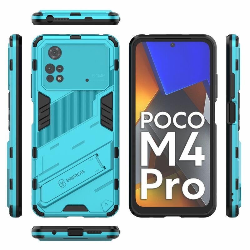 Guard tartós hibrid védőburkolat csuklós állvánnyal Xiaomi Poco M4 Pro 4G - világoskék színben