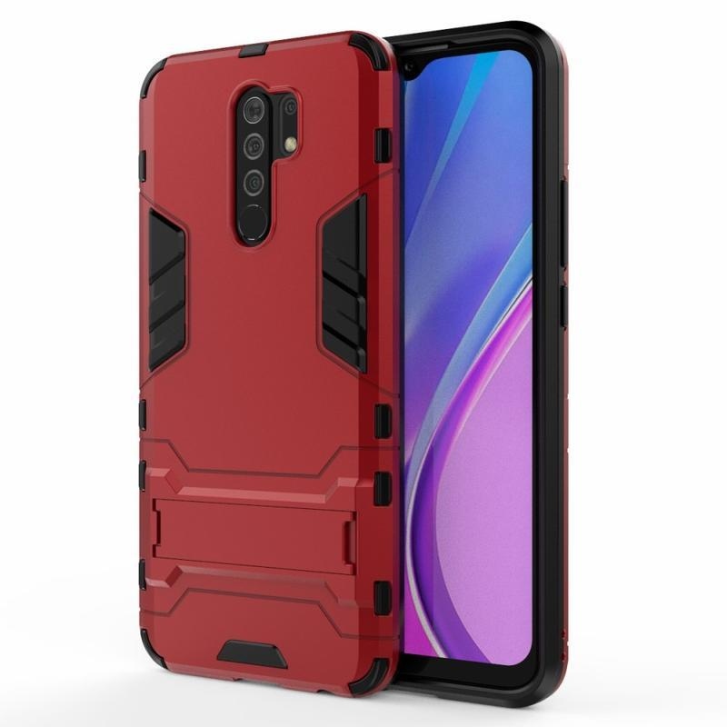 Guard tartós hibrid borító csuklós állvánnyal Xiaomi Redmi 9-hez - piros