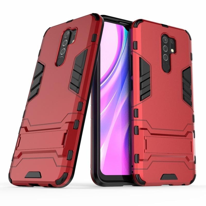 Guard tartós hibrid borító csuklós állvánnyal Xiaomi Redmi 9-hez - piros