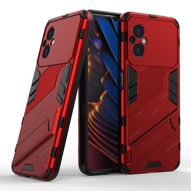 Guard tartós hibrid borító csuklós állvánnyal Xiaomi Poco M5-hez - piros
