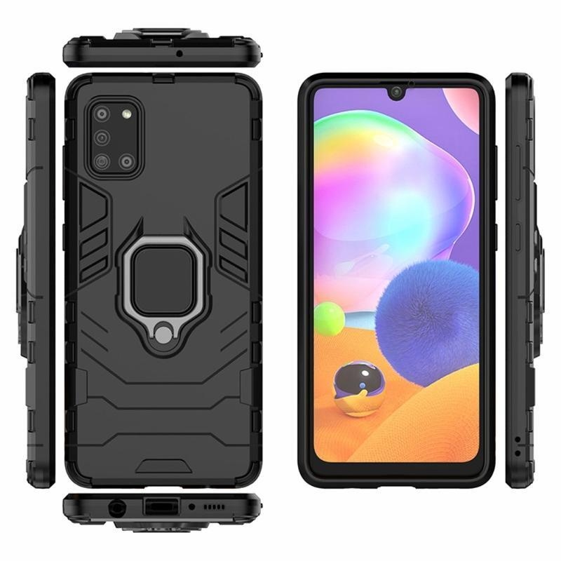 Guardy strapabíró hibrid tok ujjgyűrűvel a Samsung Galaxy A31 mobiltelefonhoz – fekete