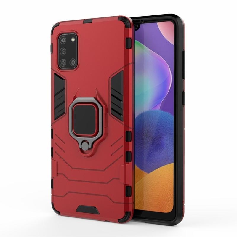 Guardy strapabíró hibrid tok ujjgyűrűvel a Samsung Galaxy A31 mobiltelefonhoz – piros