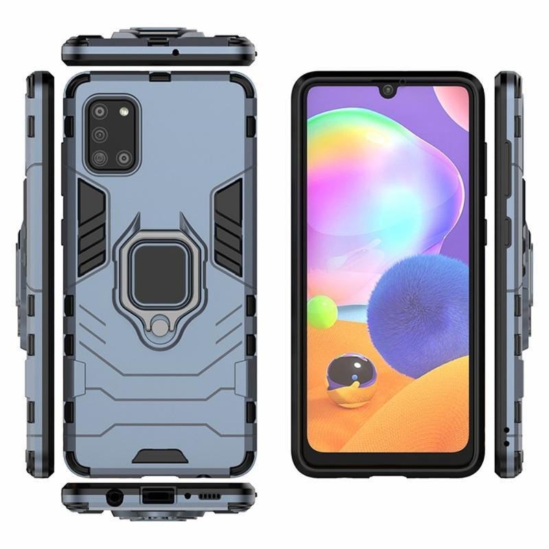 Guardy strapabíró hibrid tok ujjgyűrűvel a Samsung Galaxy A31 mobiltelefonhoz – kék