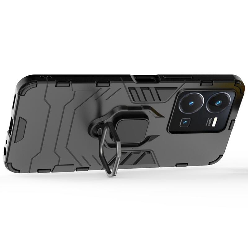 Guardy hibrid tartós borító ujjbeggyel a Vivo Y35 készülékhez - fekete