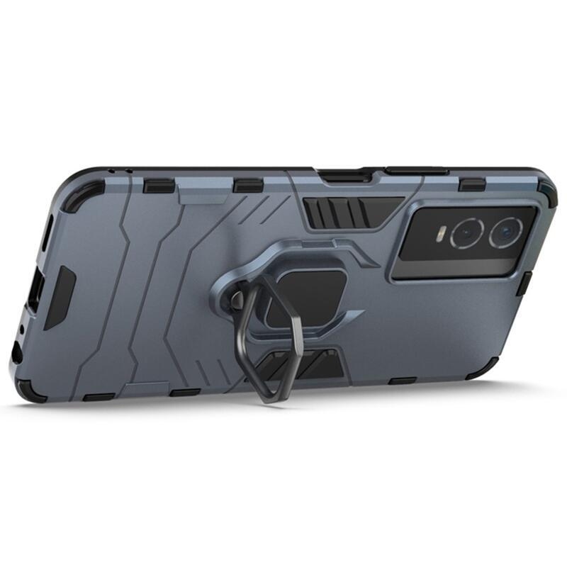 Guardy hibrid tartós borító ujjbeggyel a Vivo Y76 5G/Y76s készülékhez - kék