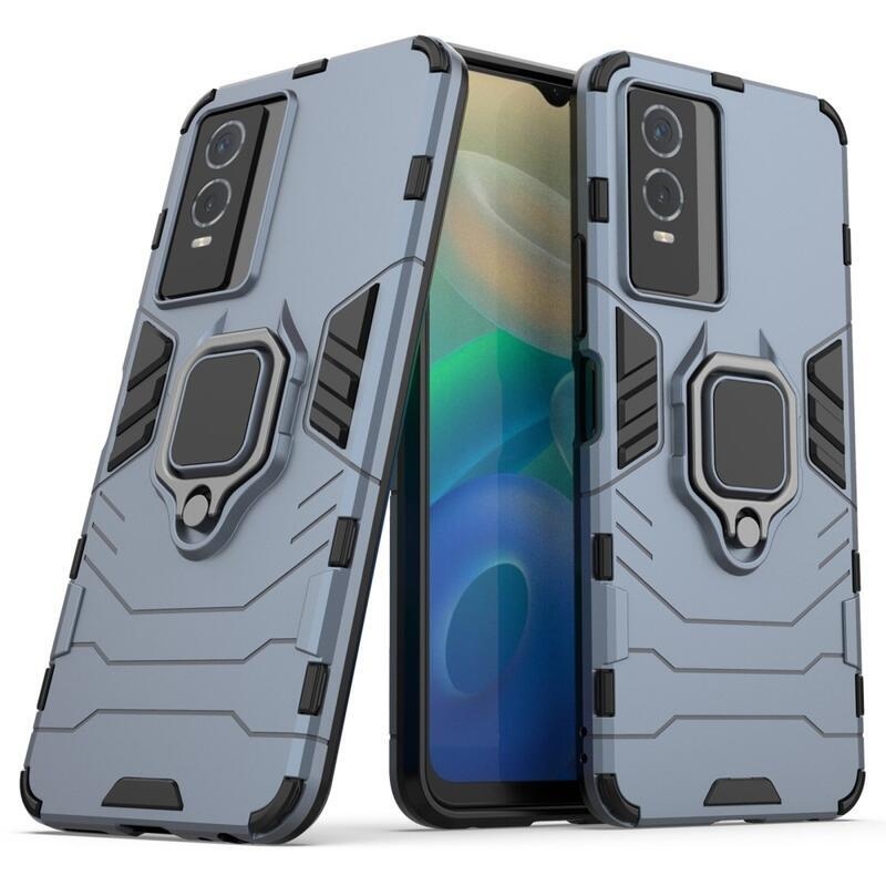 Guardy hibrid tartós borító ujjbeggyel a Vivo Y76 5G/Y76s készülékhez - kék