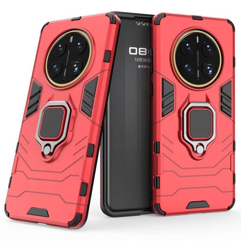 Guardy tartós hibrid borító ujjbeggyel a Huawei Mate 50 Pro-hoz - piros