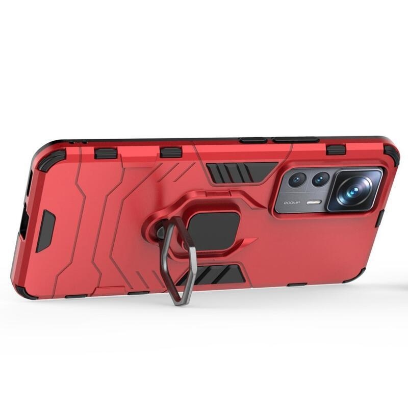 Guardy tartós hibrid borítás ujjbeggyel Xiaomi 12T/12T Pro készülékhez - piros