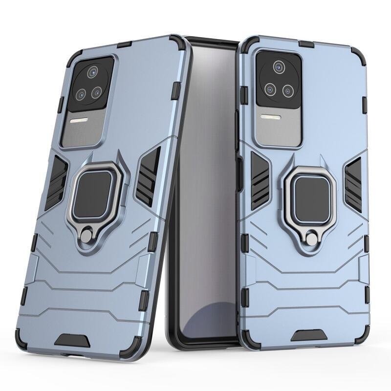 Guardy tartós hibrid borító ujjbeggyel a Xiaomi Poco F4 5G-hez - kék