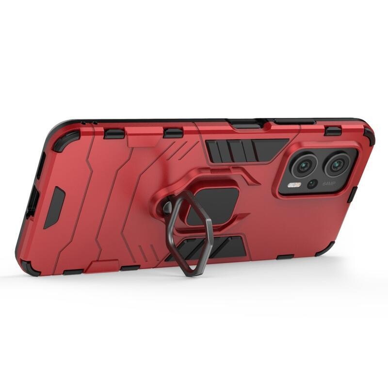 Guardy tartós hibrid borító ujjbeggyel a Xiaomi Poco X4 GT 5G-hez - piros