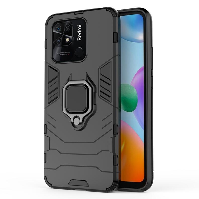 Guardy tartós hibrid borító ujjbeggyel Xiaomi Redmi 10C-hez - fekete