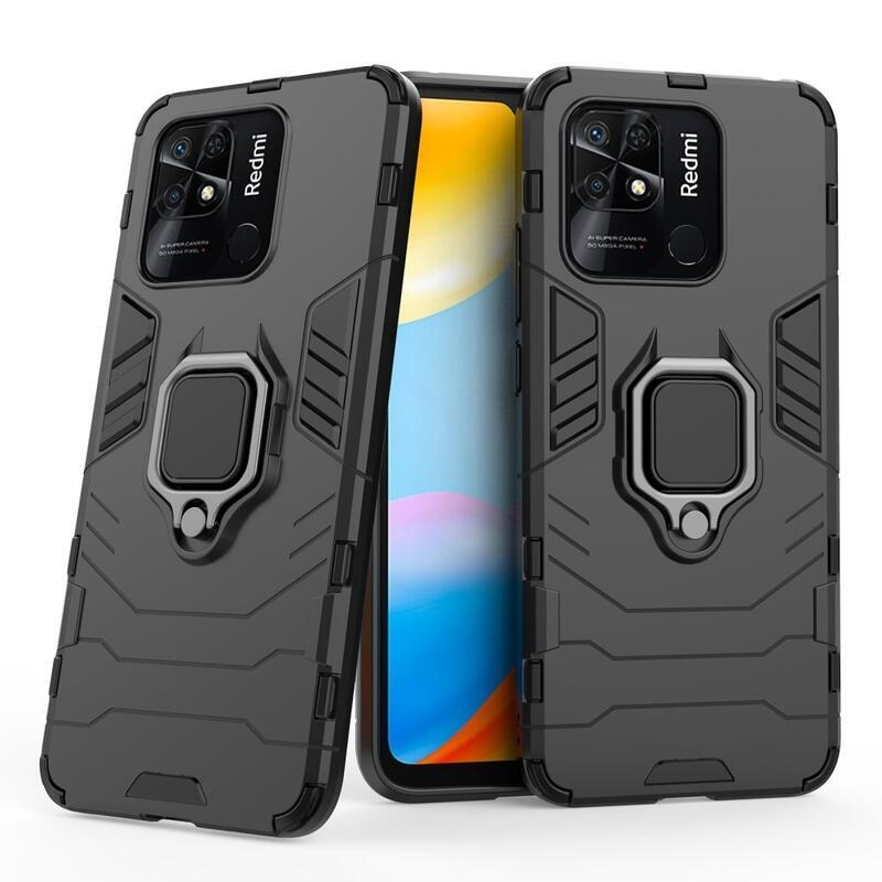 Guardy tartós hibrid borító ujjbeggyel Xiaomi Redmi 10C-hez - fekete