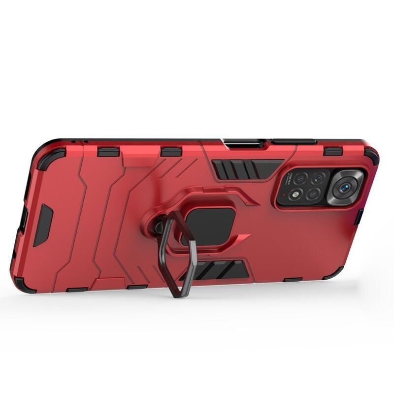 Guardy tartós hibrid borító ujjbeggyel Xiaomi Redmi Note 11 4G/Note 11S 4G - piros