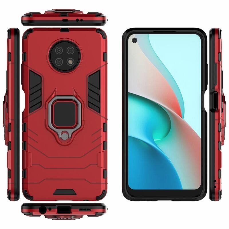 Guardy tartós hibrid borító ujjbeggyel a Xiaomi Redmi Note 9T 5G-hez - piros