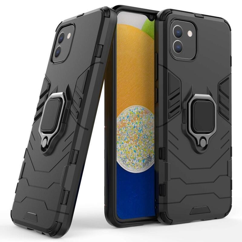 Guardy tartós hibrid borító ujjbeggyel Samsung Galaxy A03-hoz - fekete