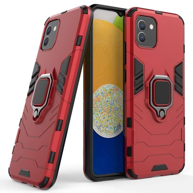 Guardy tartós hibrid borító ujjbeggyel Samsung Galaxy A03-hoz - piros