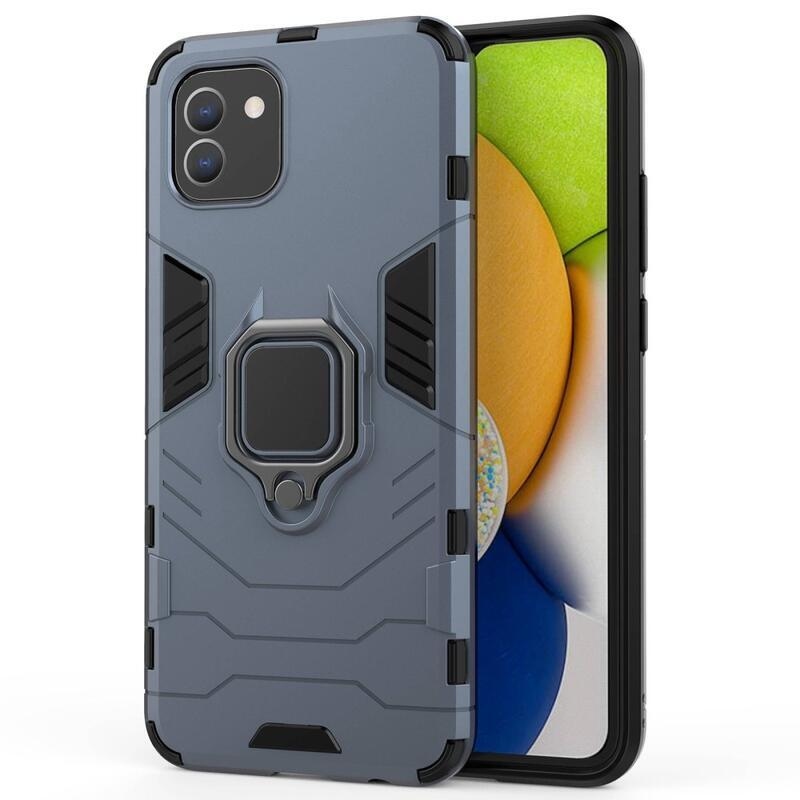 Guardy tartós hibrid borító ujjbeggyel Samsung Galaxy A03-hoz - kék