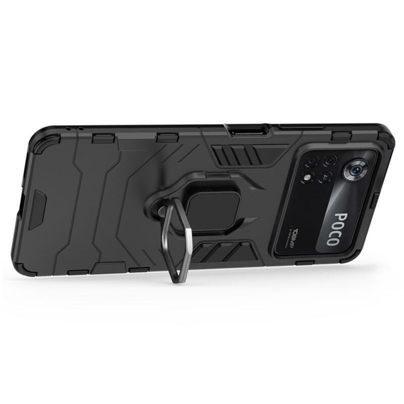 Guardy tartós hibrid borító ujjbeggyel a Xiaomi Poco X4 Pro 5G számára - fekete