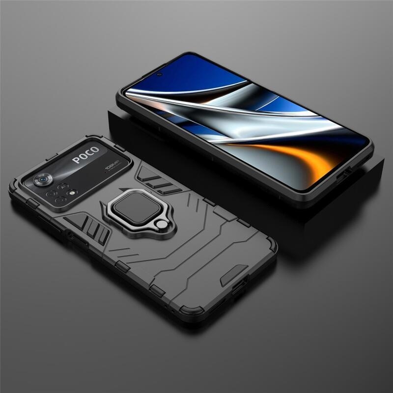 Guardy tartós hibrid borító ujjbeggyel a Xiaomi Poco X4 Pro 5G számára - fekete